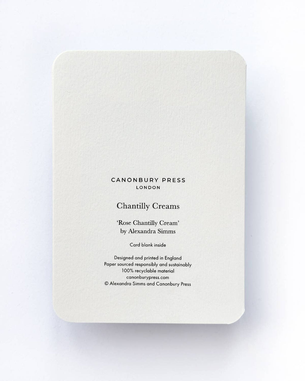 Canonbury Press Rose Chantilly Cream Greeting Card
