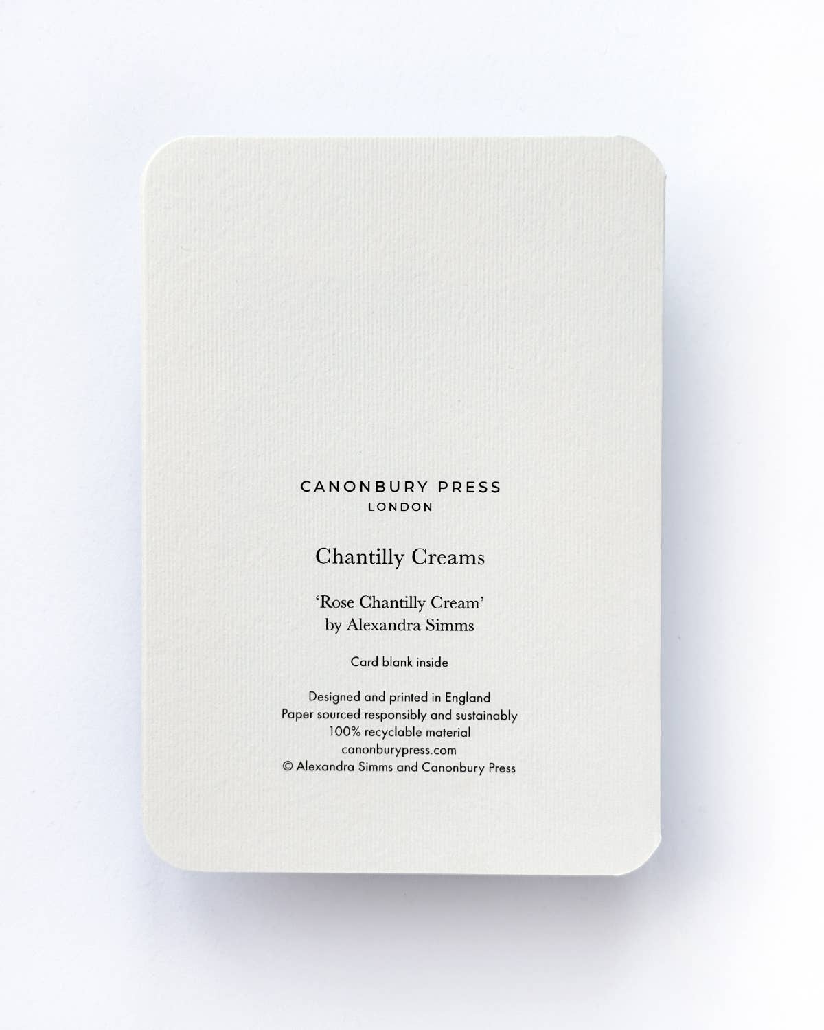 Canonbury Press Rose Chantilly Cream Greeting Card