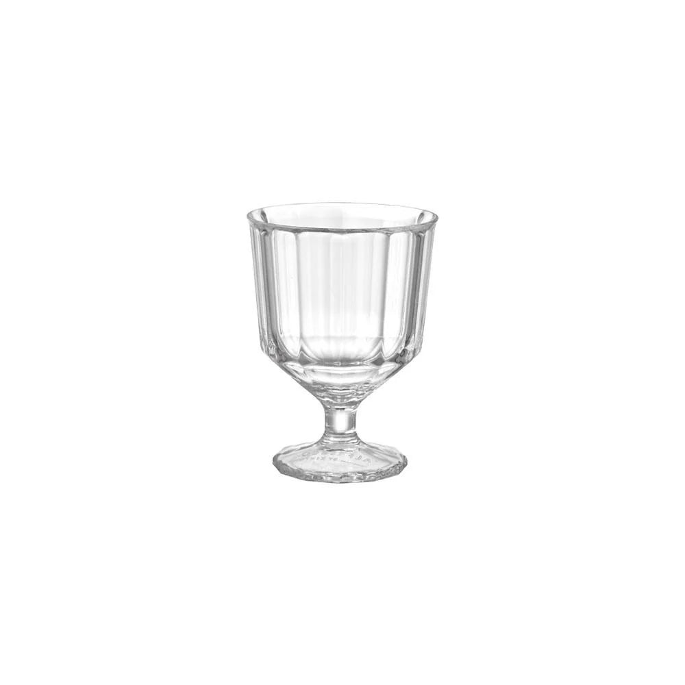 Clear glass goblet on a white background