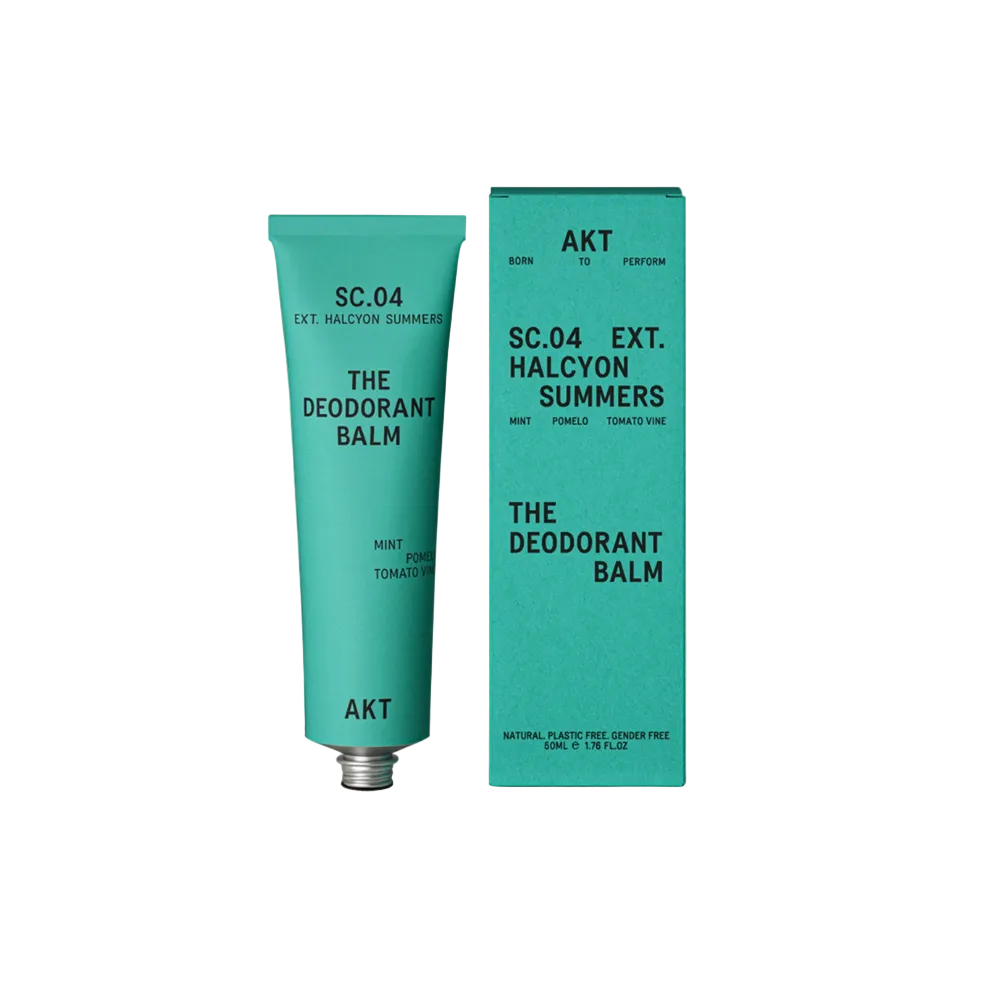 Deodorant balm tube and packaging on a white  background