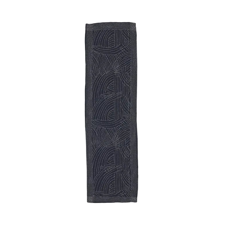 Toast Kantha Embroidered Cotton Scarf Midnight Ecru pack shot