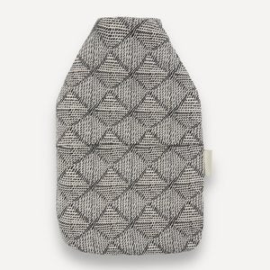 Textured gray and black patterned pouch on a white background