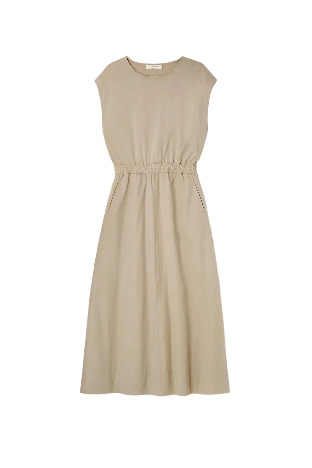 Sand coloured Beaumont Organic dress on a white background