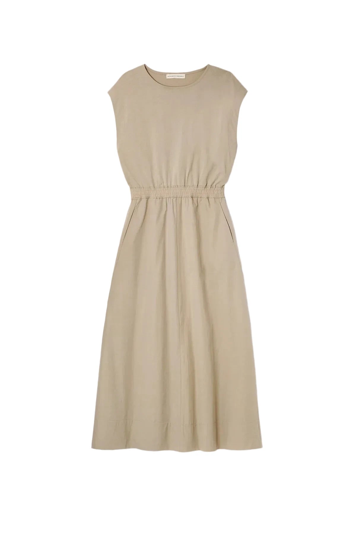 Sand coloured Beaumont Organic dress on a white background