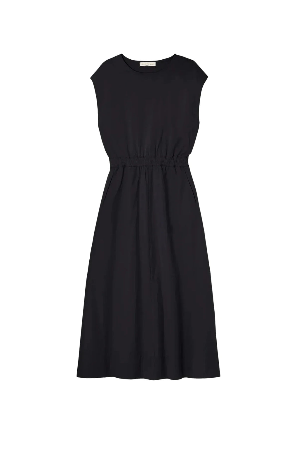 Black Sleeveless Beaumont Organic Tanya Dress against a white background 