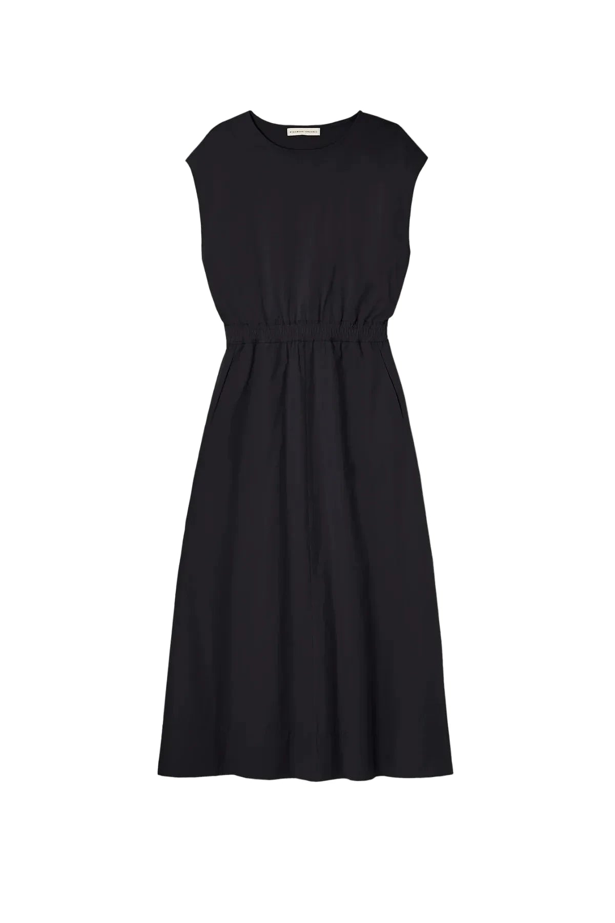 Black Sleeveless Beaumont Organic Tanya Dress against a white background 