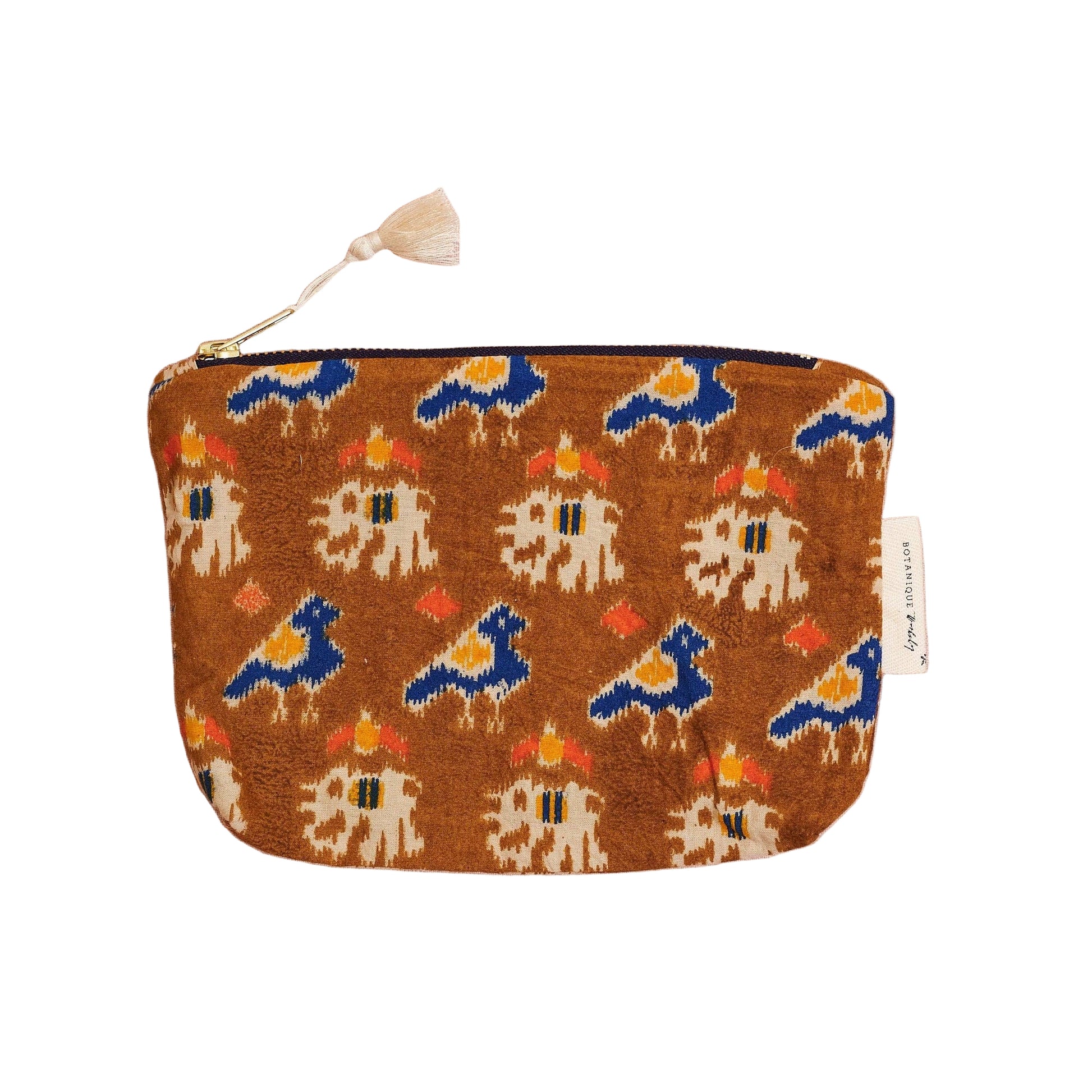 Workshop Botanique Small pouch with elephant and bird pattern on a white background