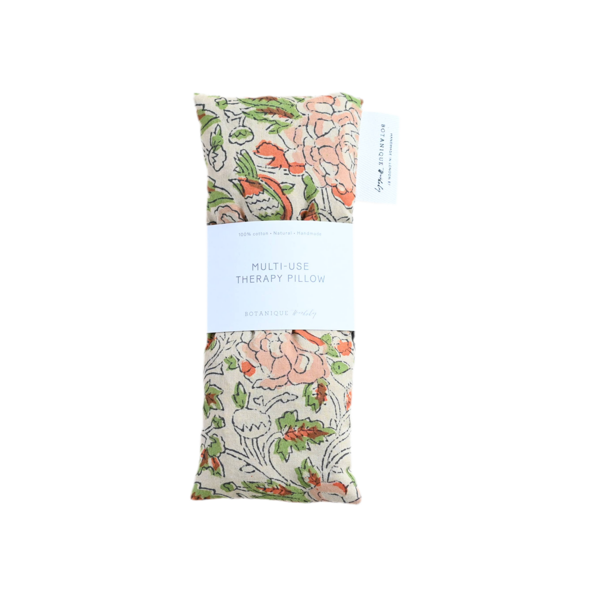 Botanique Multi Use Lavender eye pillow. Printed floral fabric on a white background 
