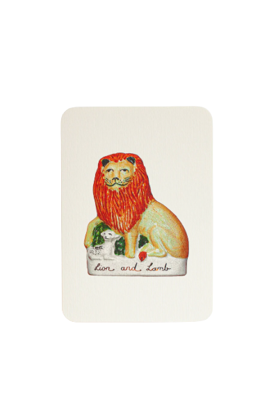 Canonbury Press London Lion and Lamb card on a white background 