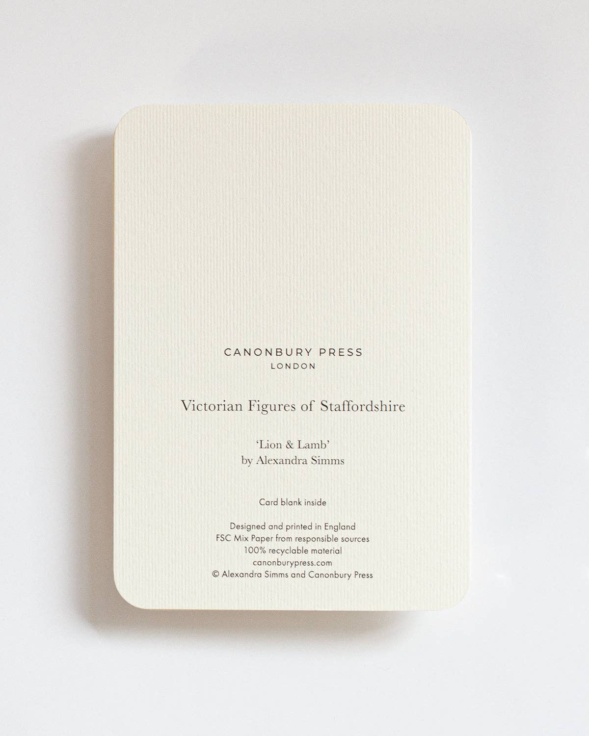 Card with text on a white background