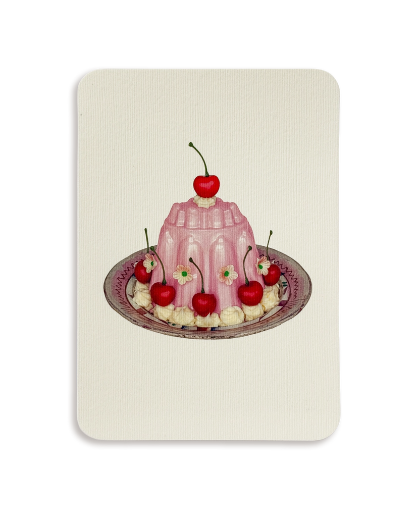 London Canonbury Press Rose Petal Cream Blancmange Greeting Card