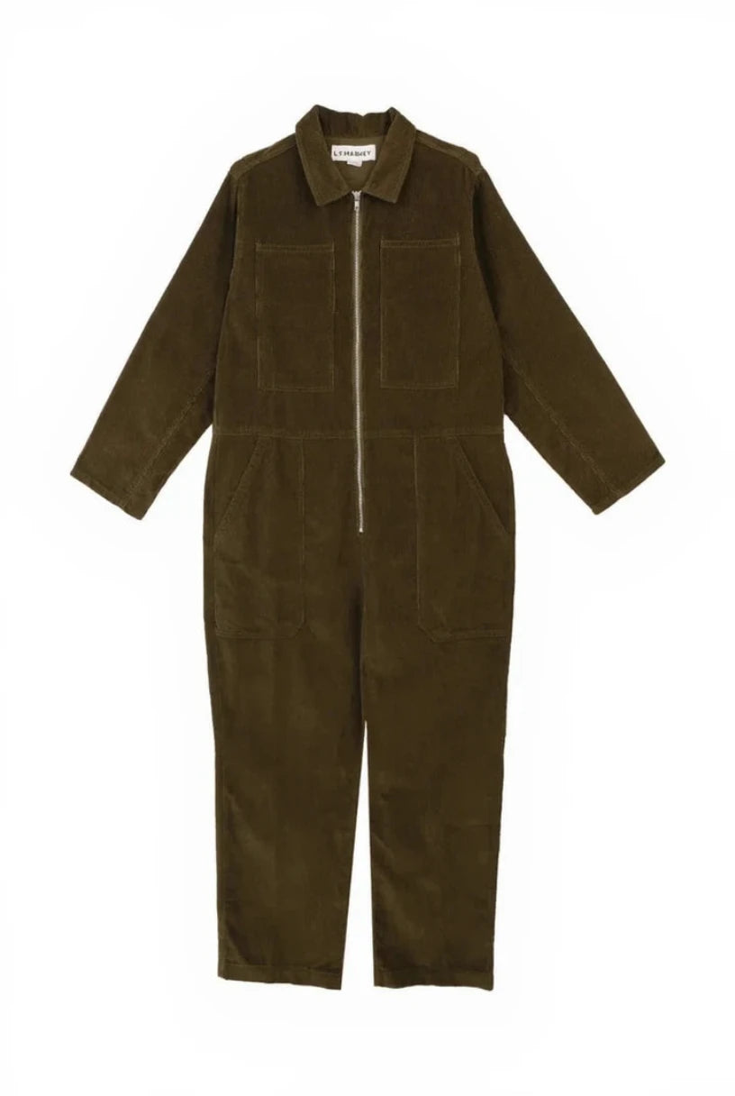 Dark Olive boilersuit  on a white background