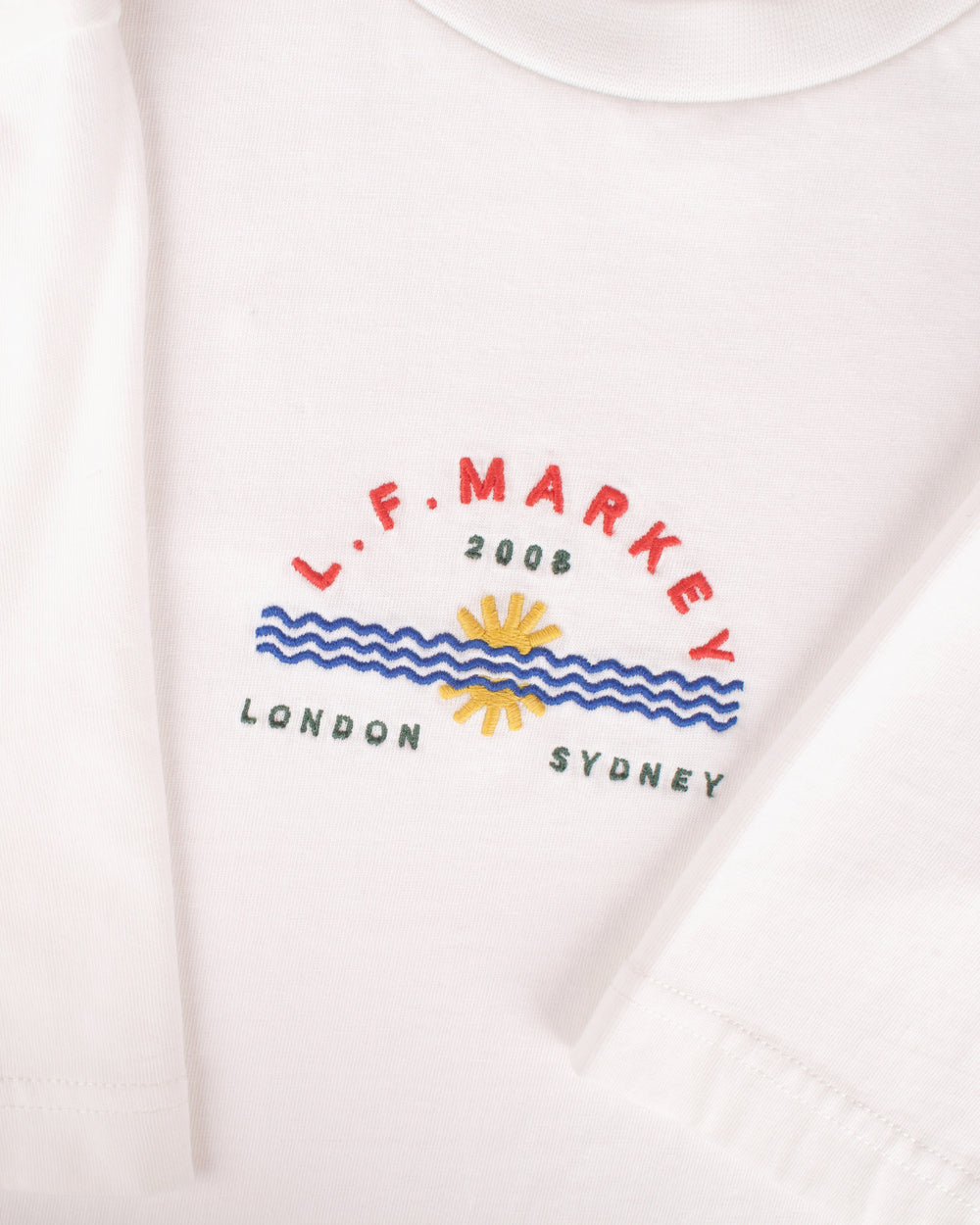 Logo Embroidered Tee Ecru logo close-up