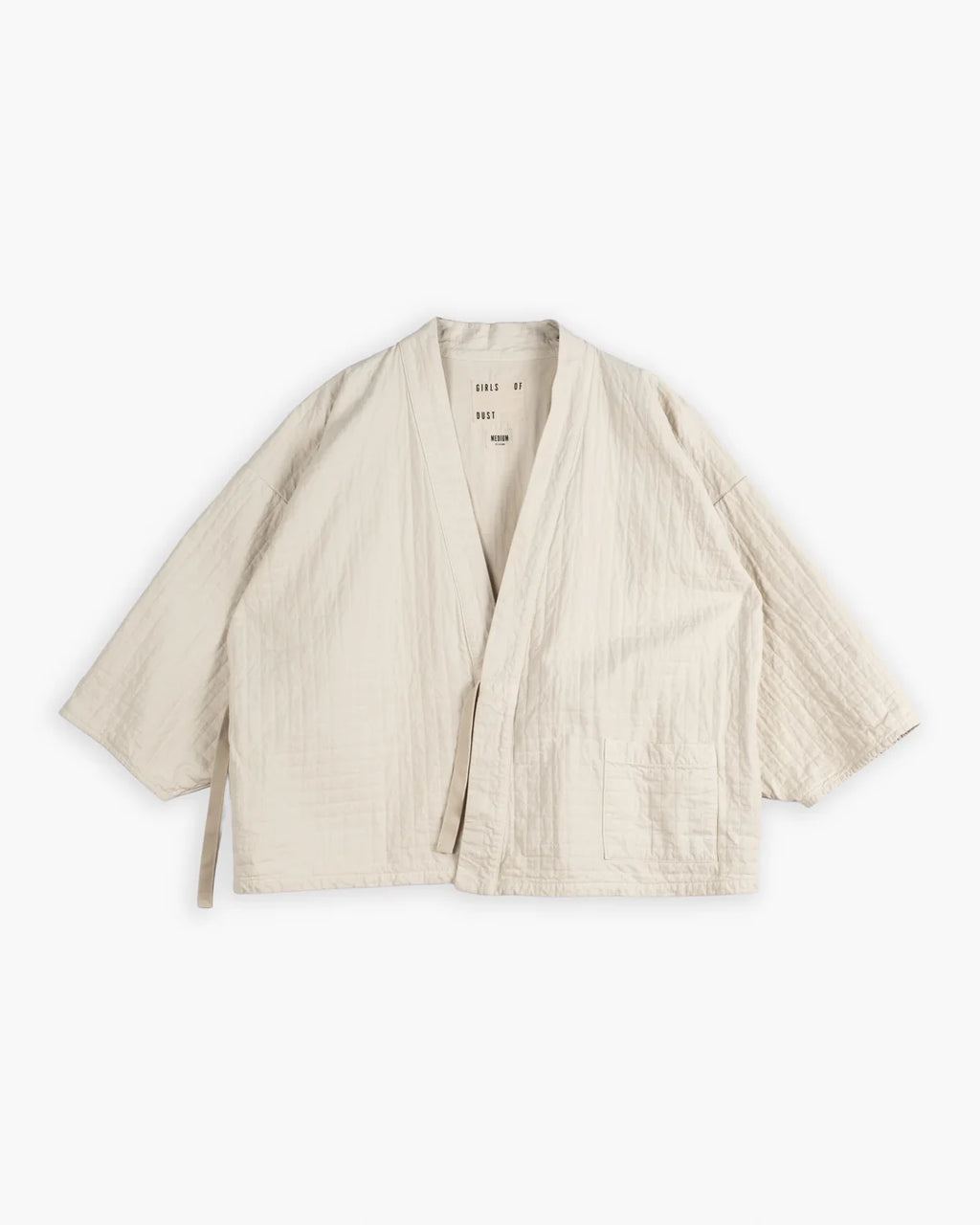 Beige kimono-style jacket on a white background