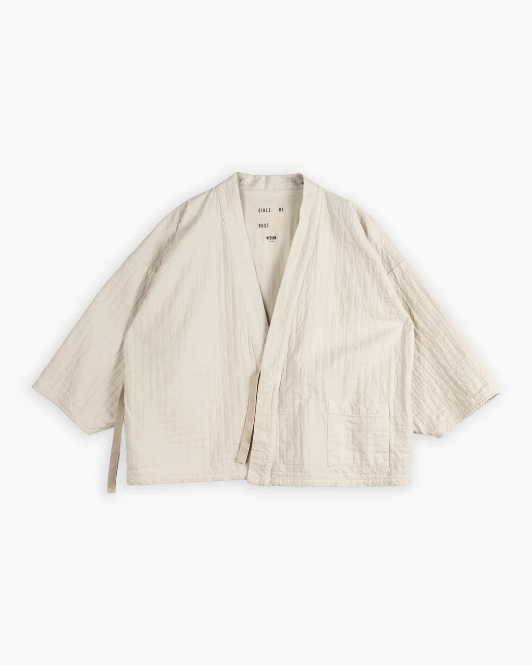 Beige kimono-style jacket on a white background