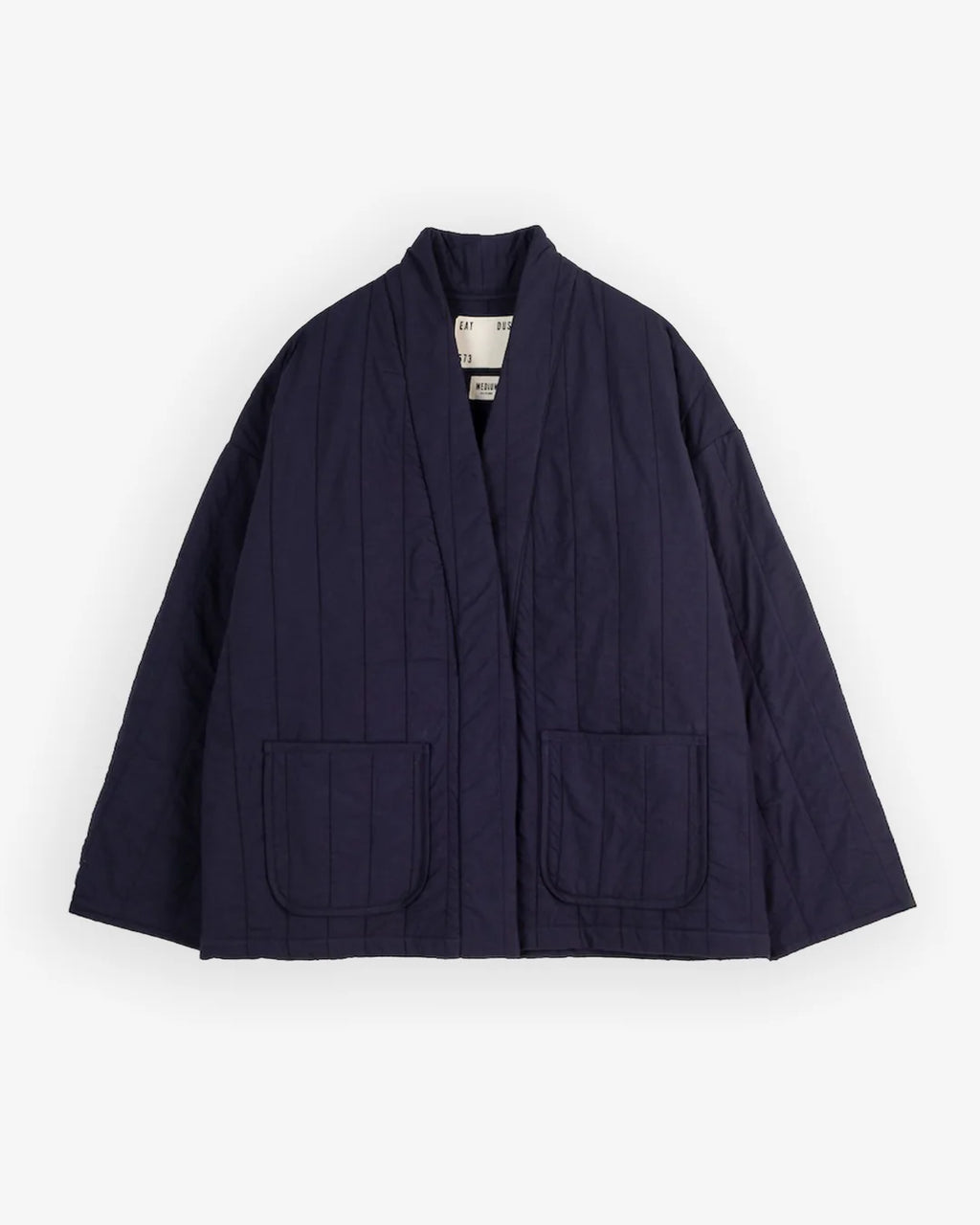 Girls of Dust navy kimono inspired jacket against a white background 