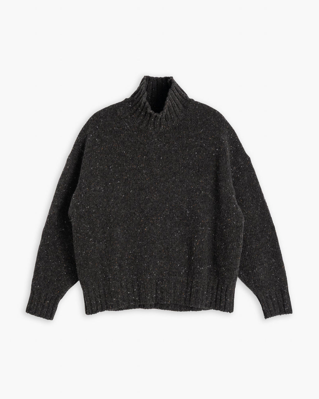 Girls of Dust Cornish Sweater Neppy Wool Asphalt Pack Shot against a light grey background 