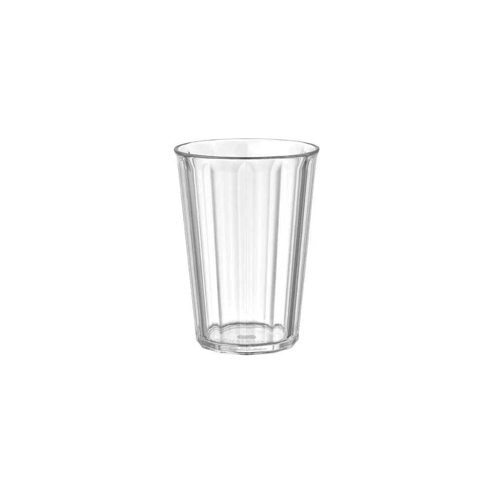 Clear tumbler on a white background