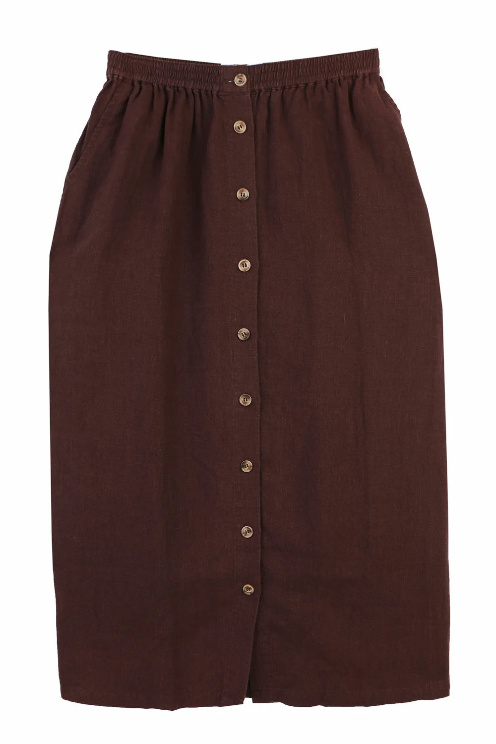 LF Markey Basic Button Front Skirt - Chocolate