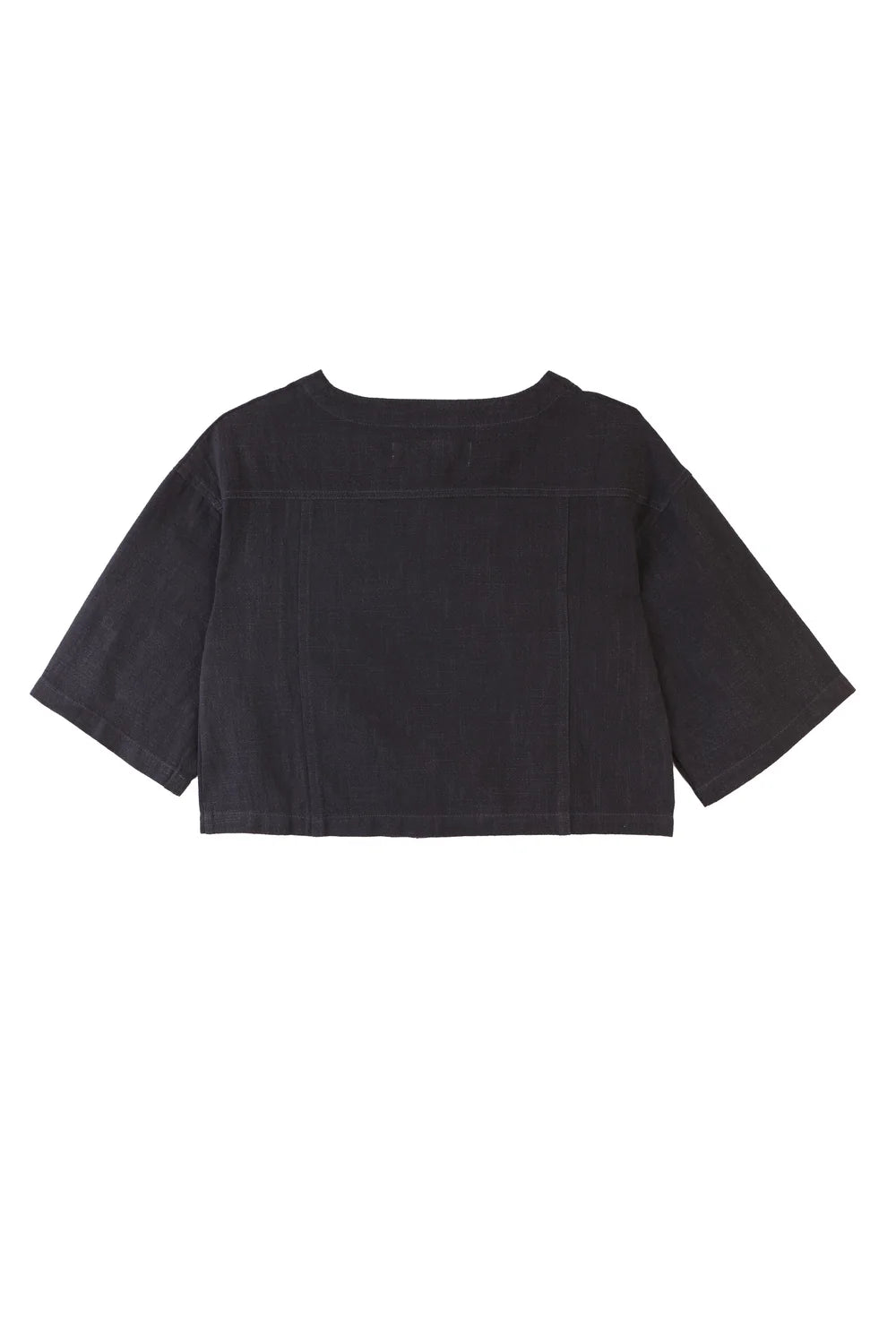 Navy cropped top on a white background