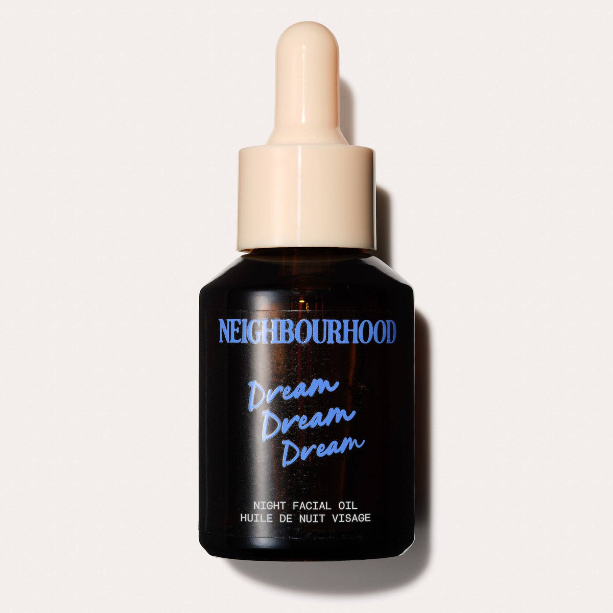 Neighbourhood night facial oil dropper bottle on a white background