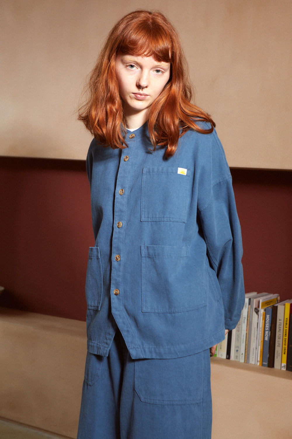 Oversized Chore Coat Canvas Marine front