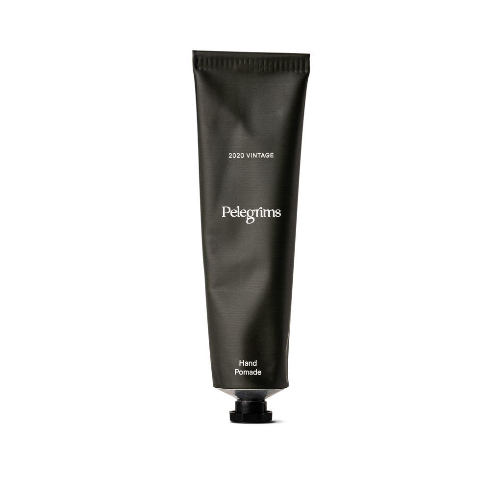Black tube of Pelegrims Hand Pomade on a white background