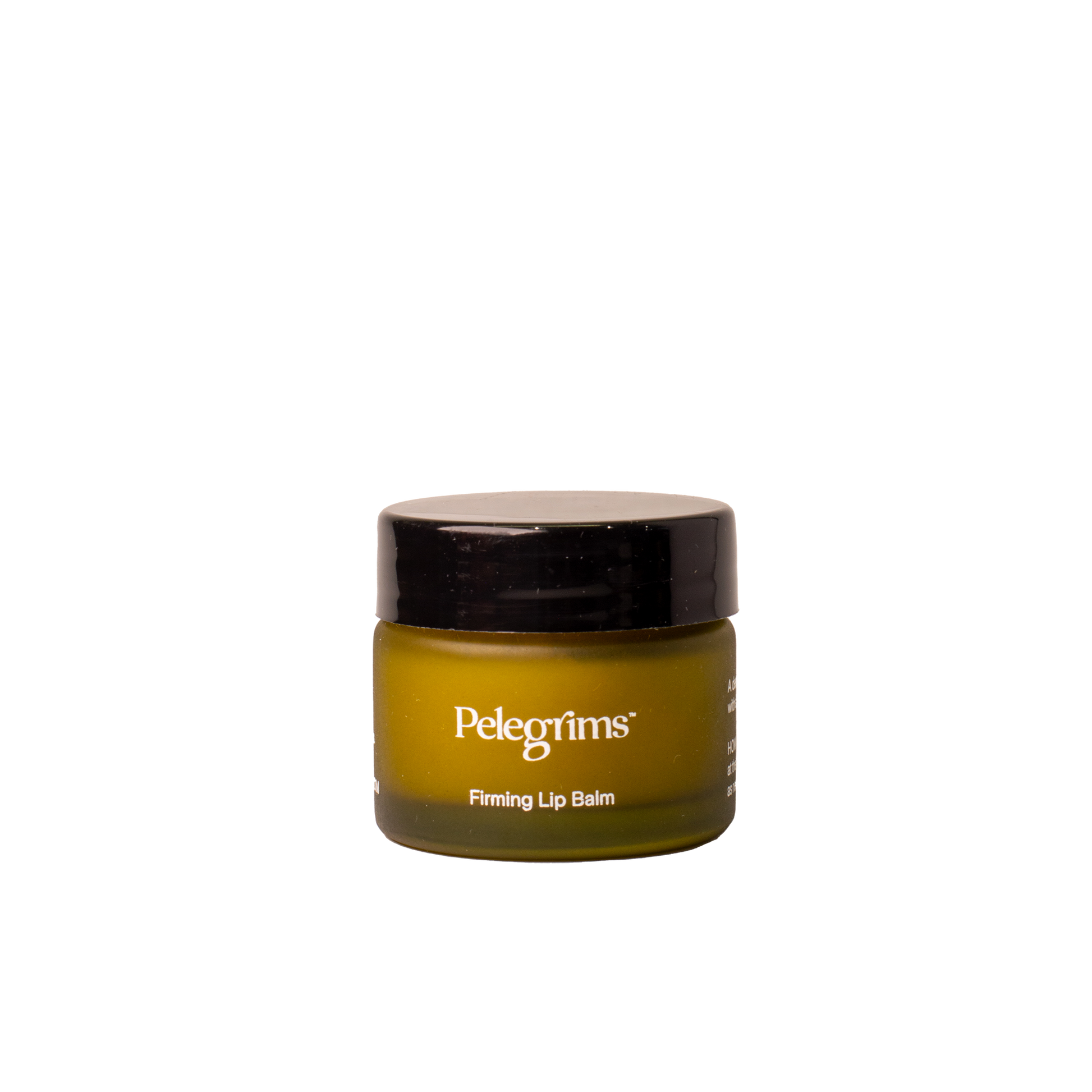 Jar of Pelegrims Firming Lip Balm on a white background