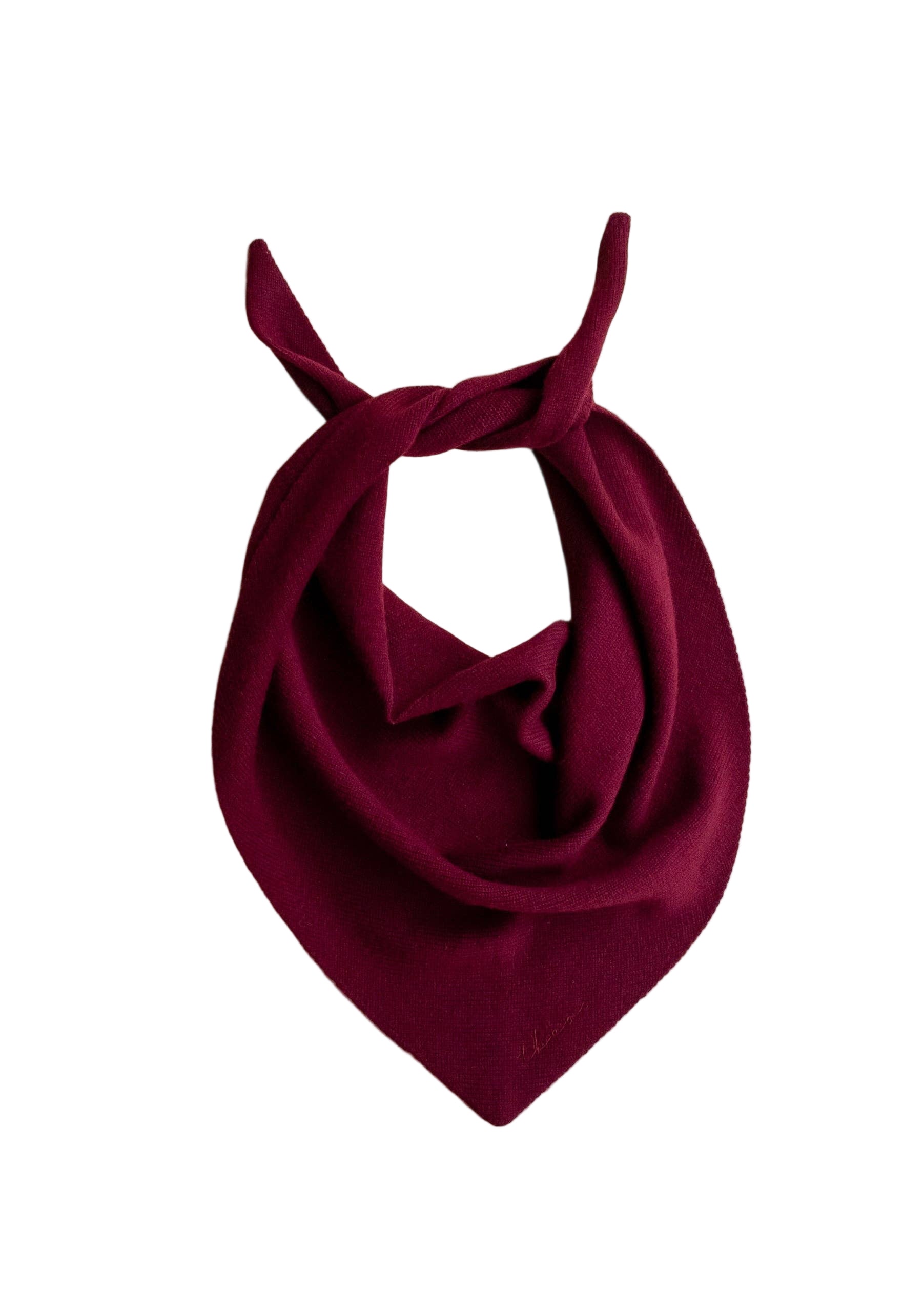 TBCO burgundy triangle scarf on a white background
