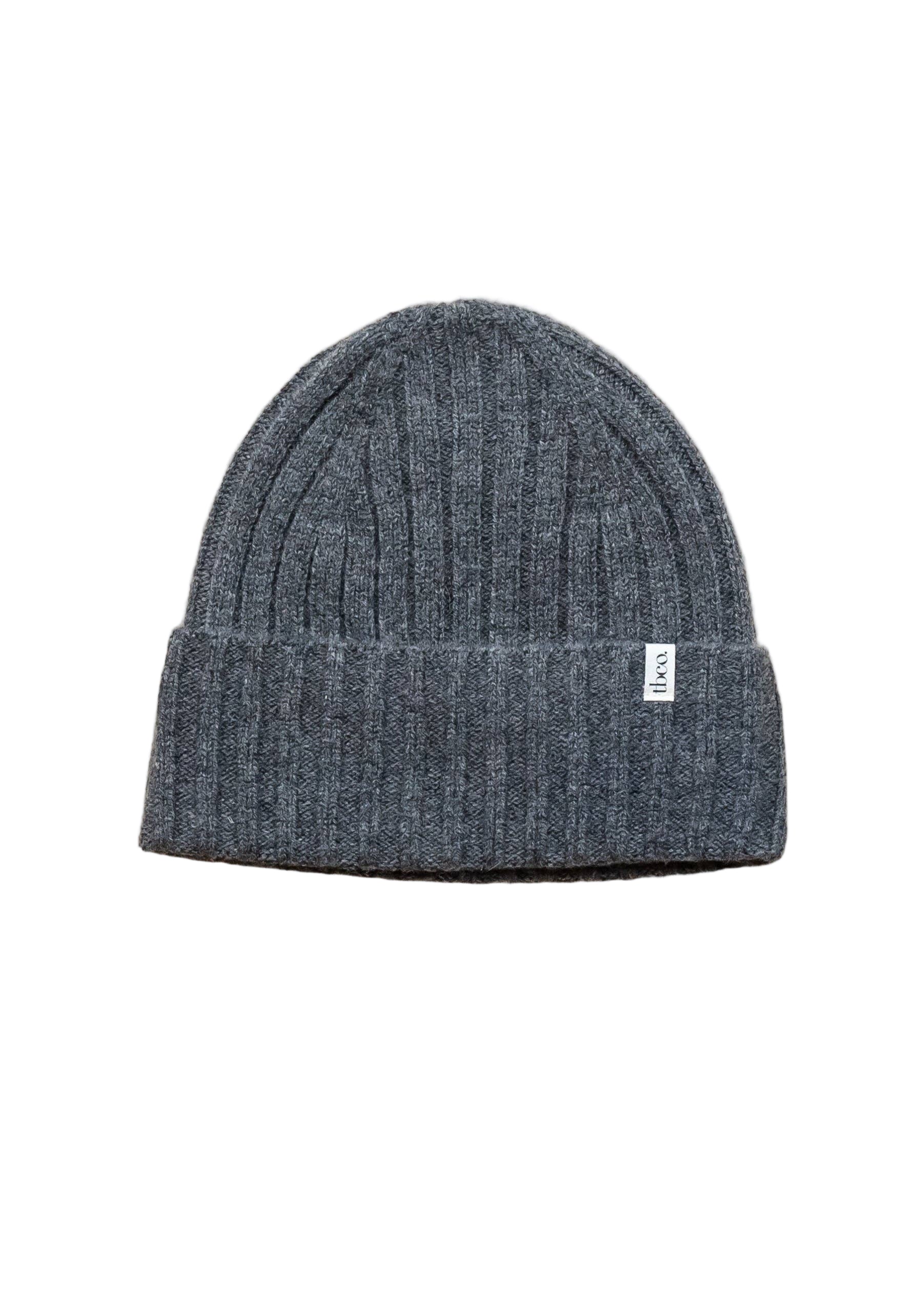 TBCo Cashmere & Merino Beanie in Charcoal Melange