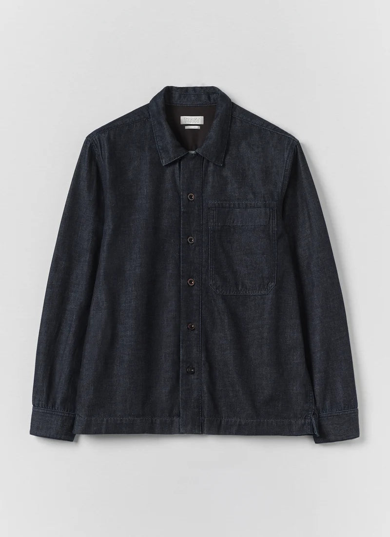 Toast Straight Hem Indigo Denim Shirt - Indigo