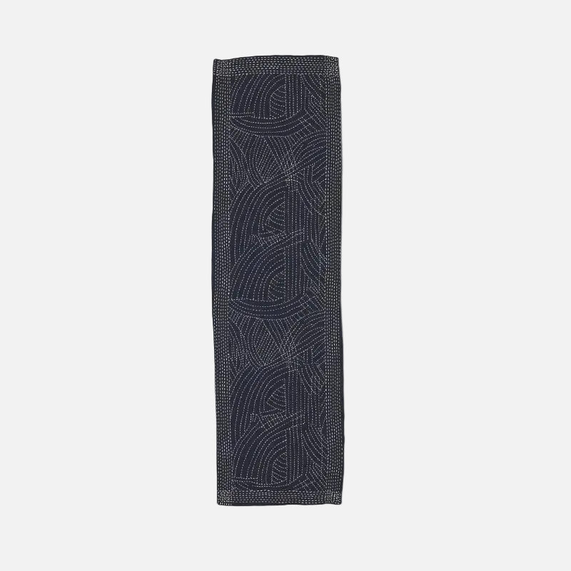 Toast Kantha Embroidered Cotton Scarf Midnight Ecru pack shot