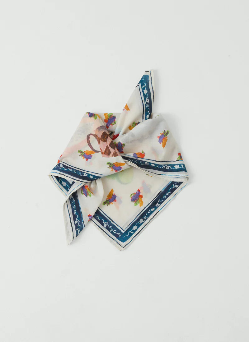 Decorative scarf with floral pattern on a white background