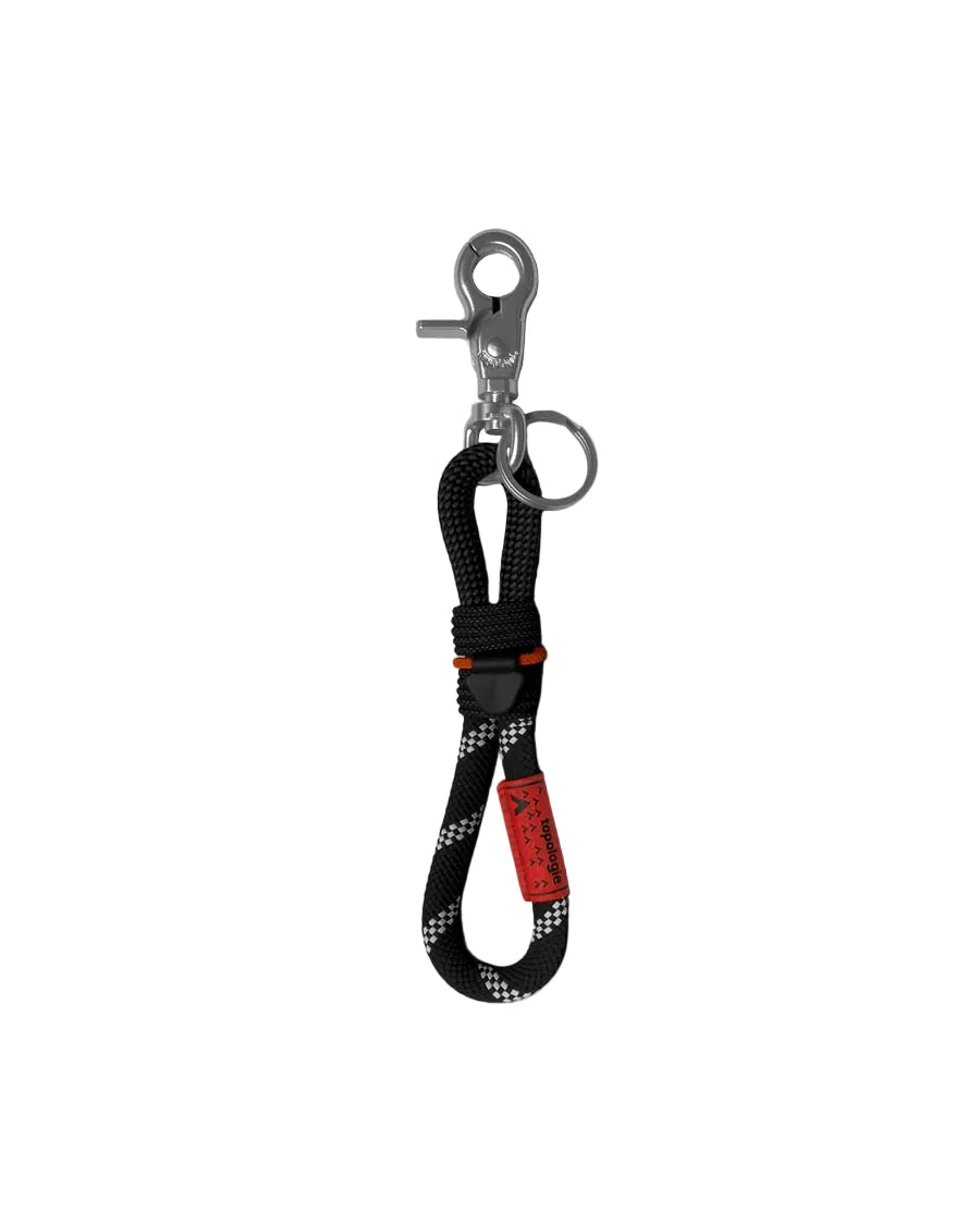 Topologie Loop black reflective climbing rope Keychain on a white background 