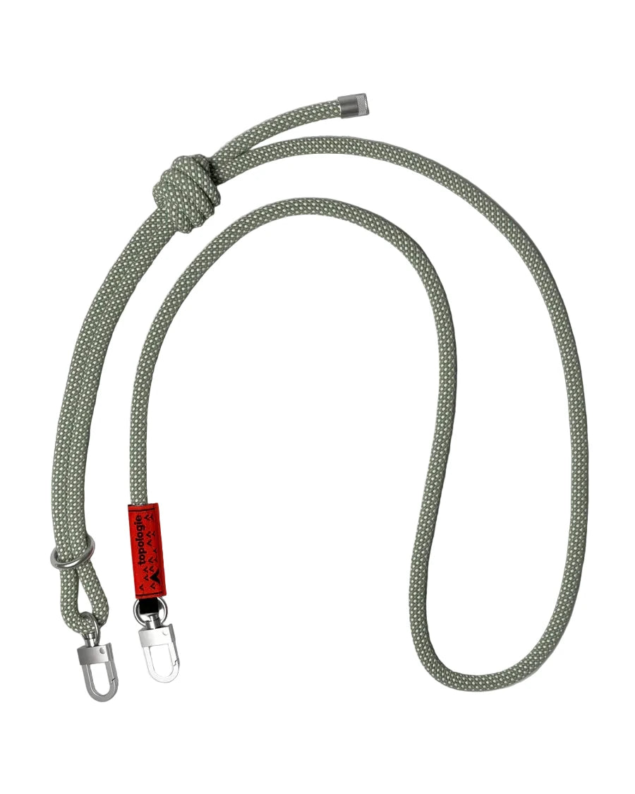 Topologie Sage green lattice  rope strap with metal clips on a white background