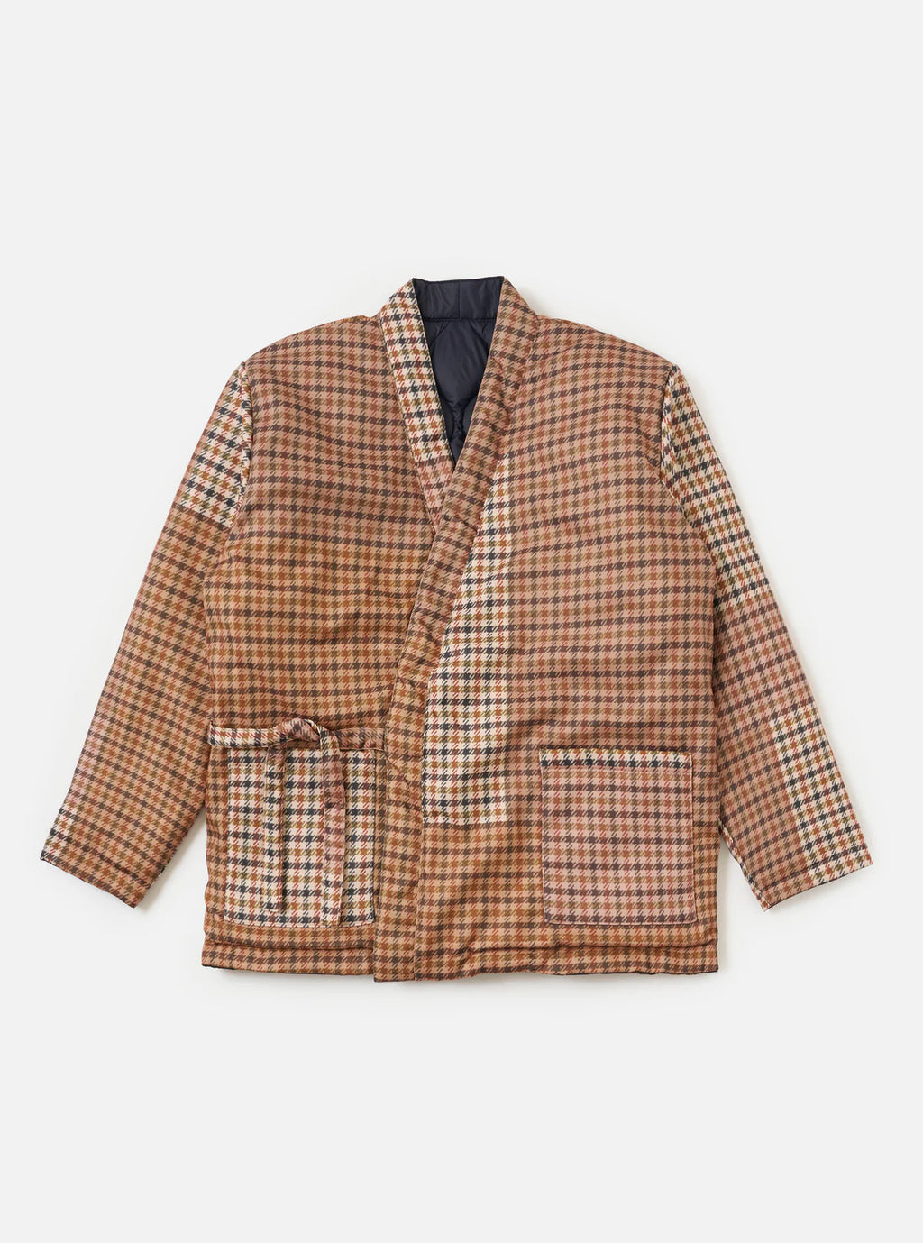 Plaid jacket with a checkered pattern on a white background