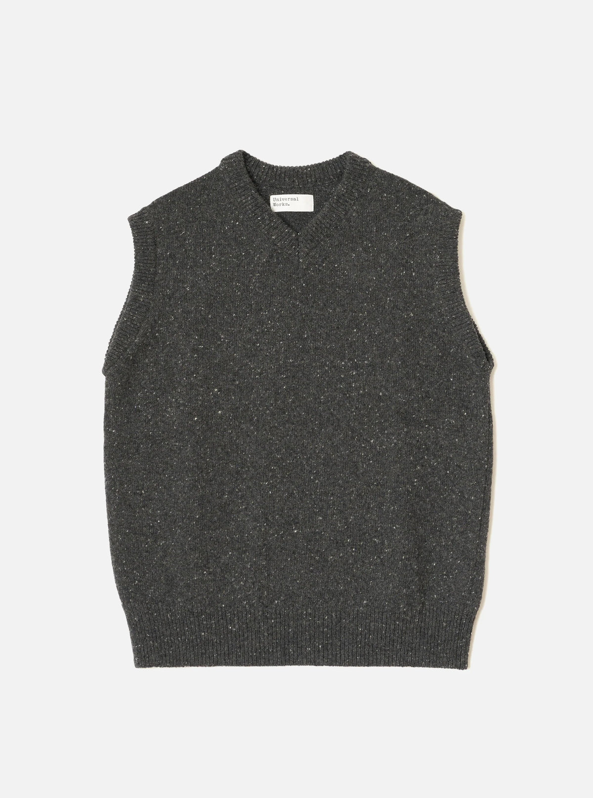 Universal Works Sweater Vest – Wool Fleck Black