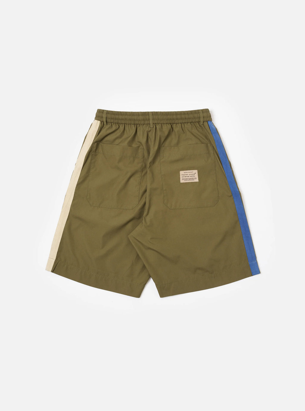 Green shorts with side stripes on a white background