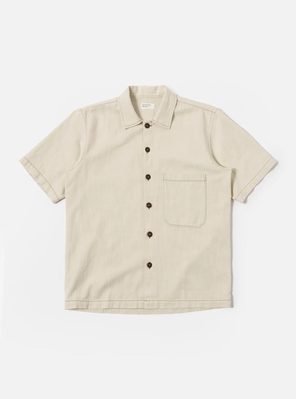 Universal Works Ecru Koko Cotlin S/S Fatigue Shirt