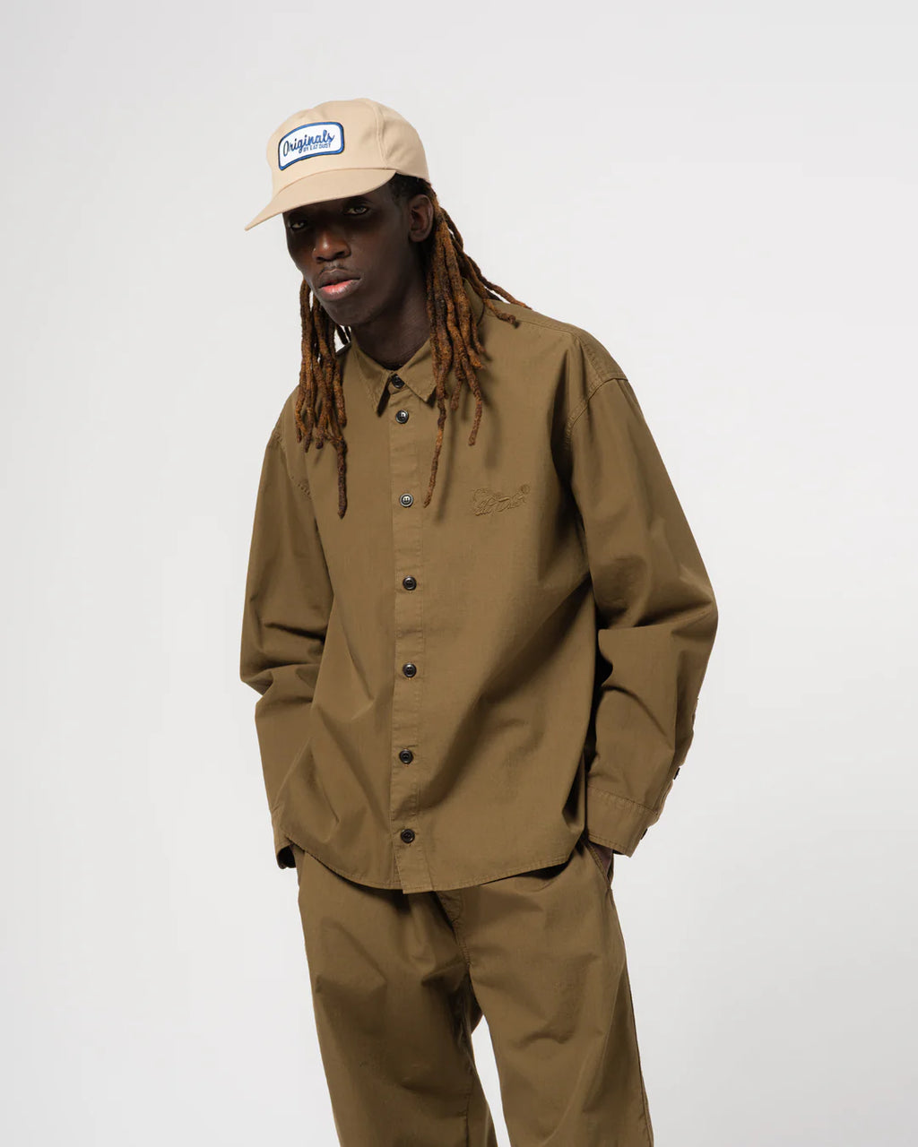 Eat dust Ripstop Cotton Work shirt  in Canteen Green