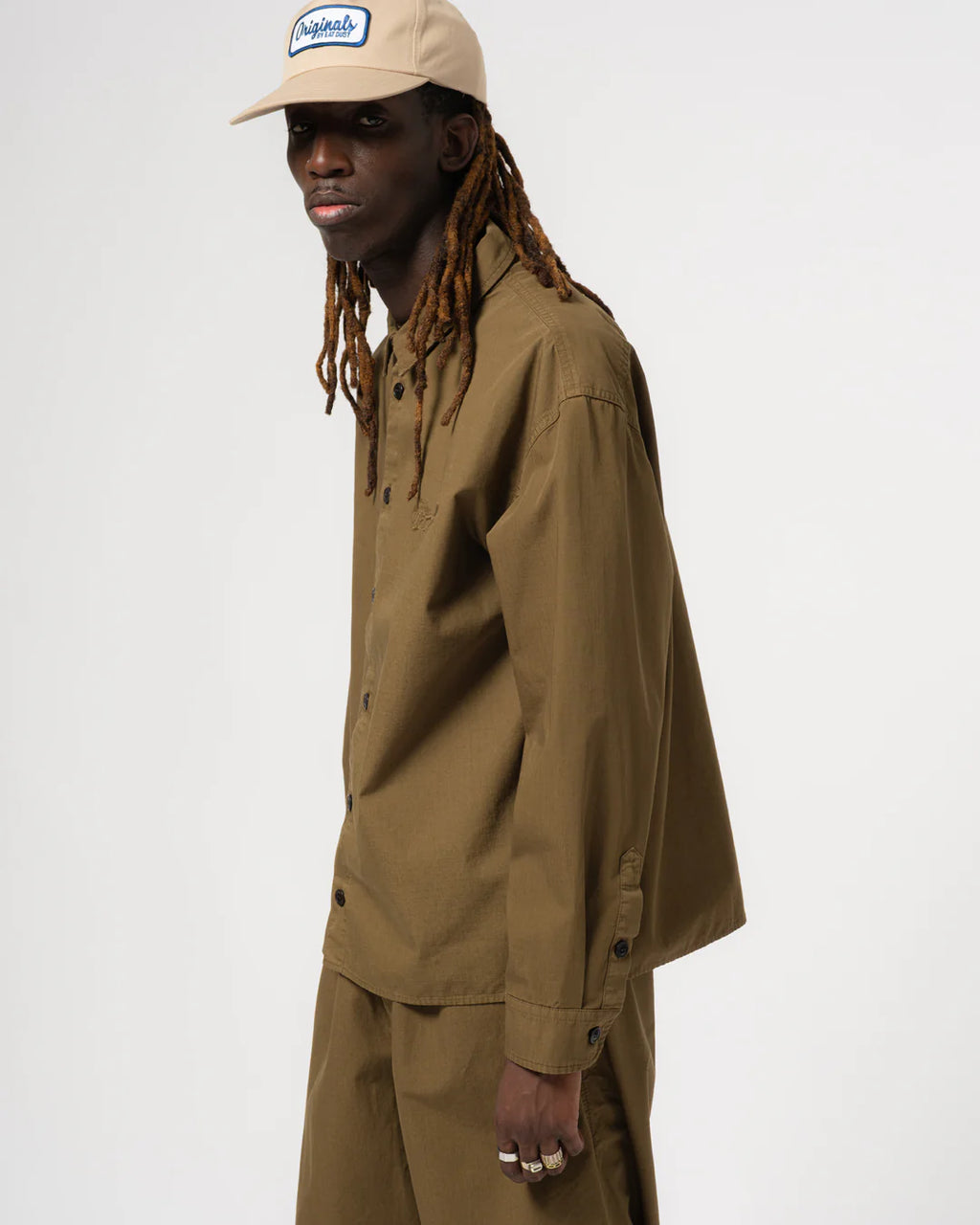 Eat dust Ripstop Cotton Work shirt  in Canteen Green