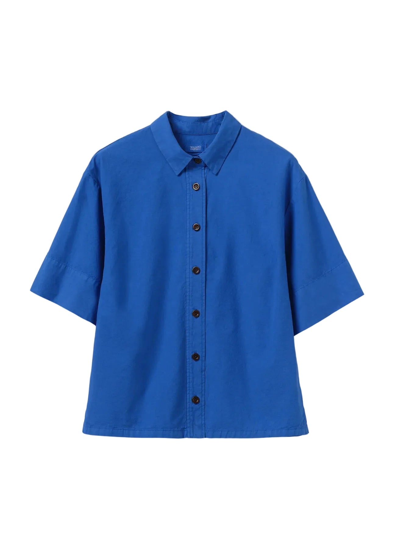 blue shirt on a white background 