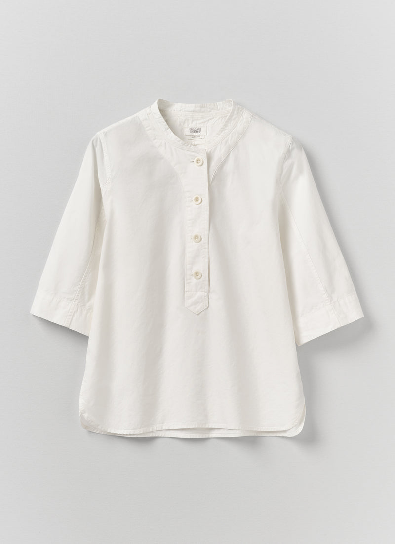 Toast Applied Placket Cotton Linen Top Vintage White pack shot