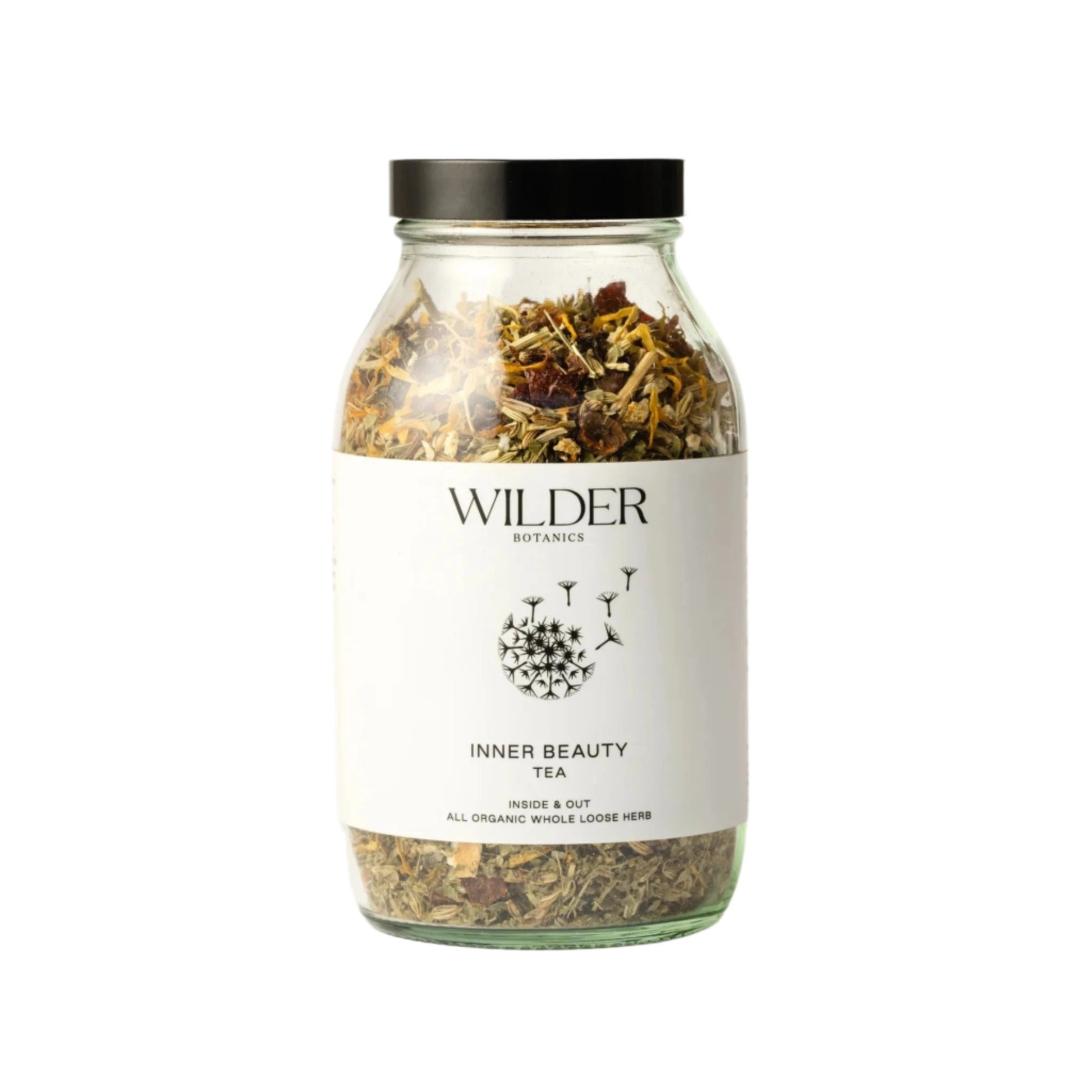 142g Glass jar of Wilder Botanics Inner Beauty Tea 