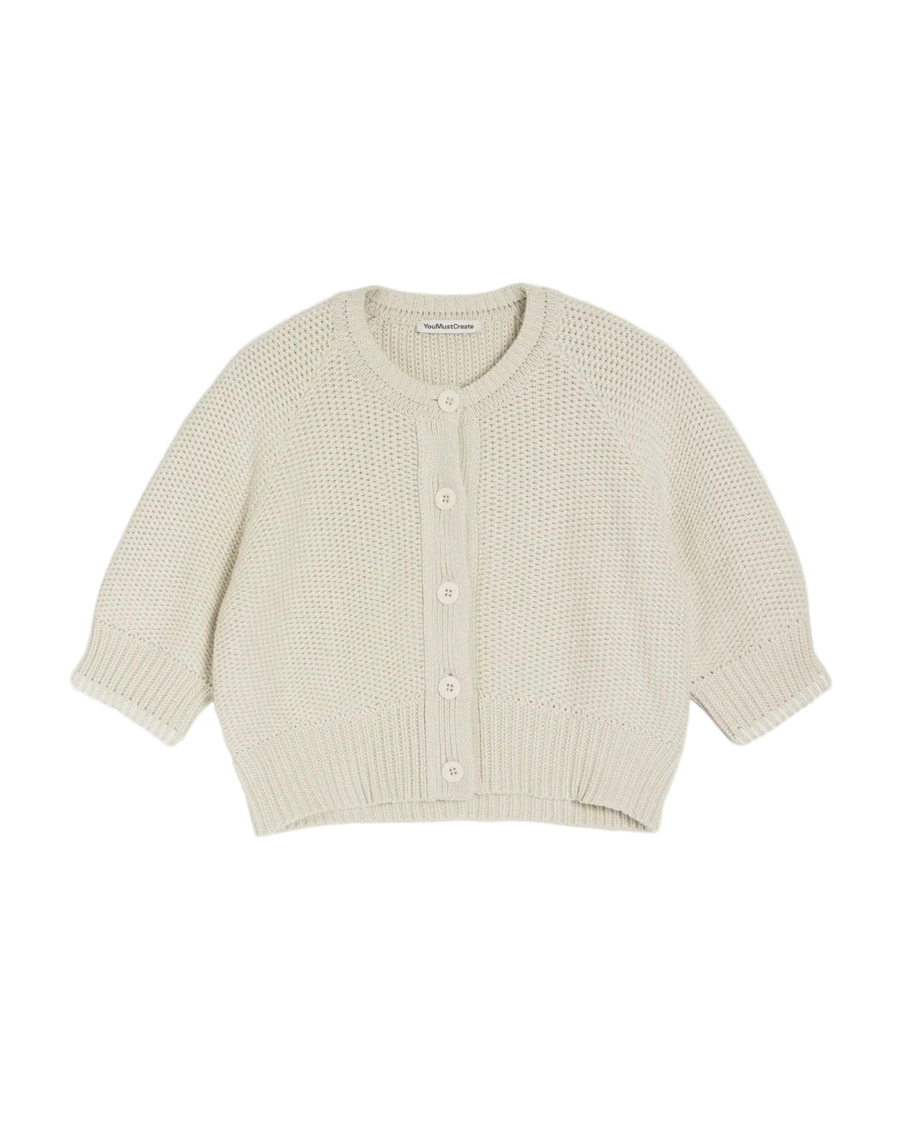 Light yellow knitted cardigan on a white background