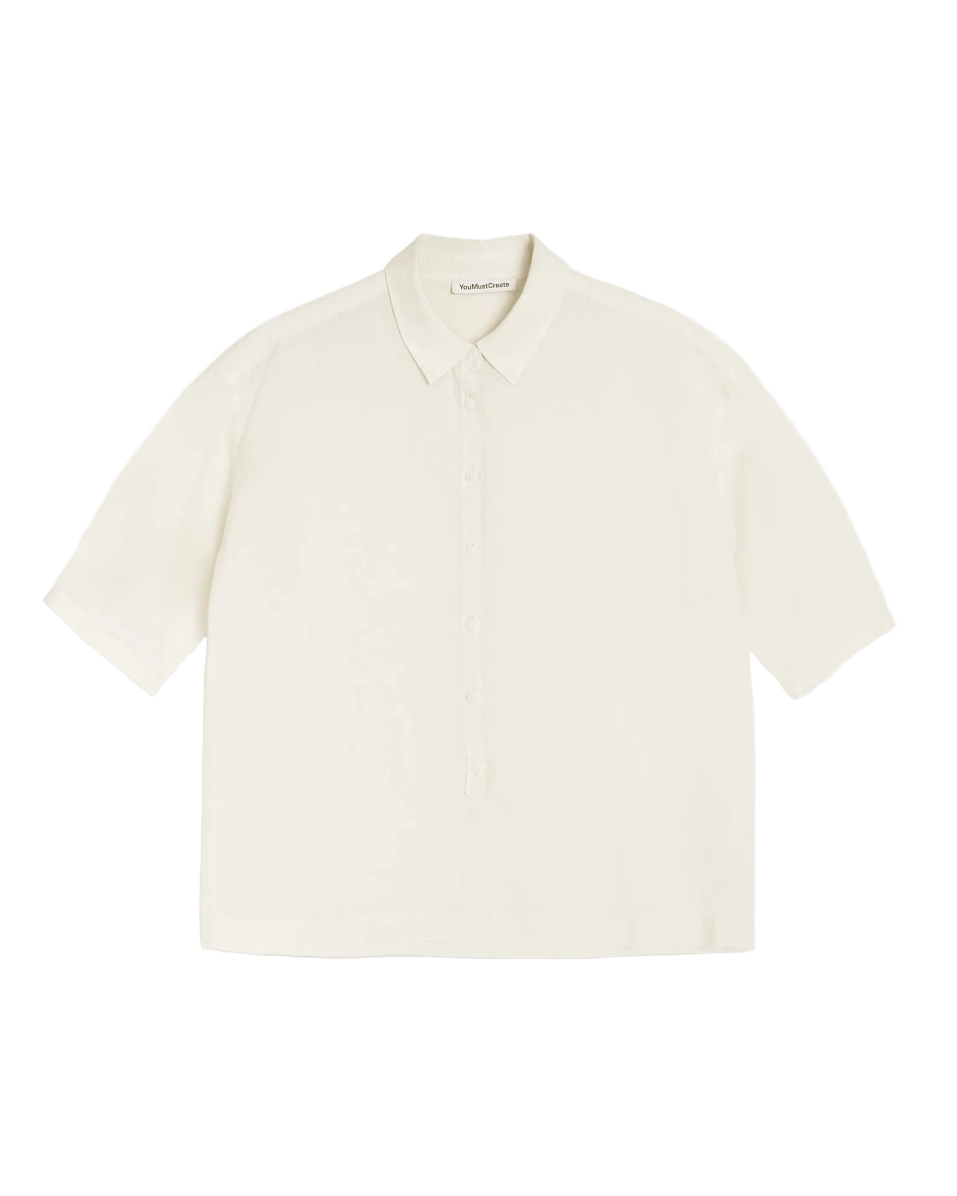 You Must Create light yellow short-sleeve shirt on a white background