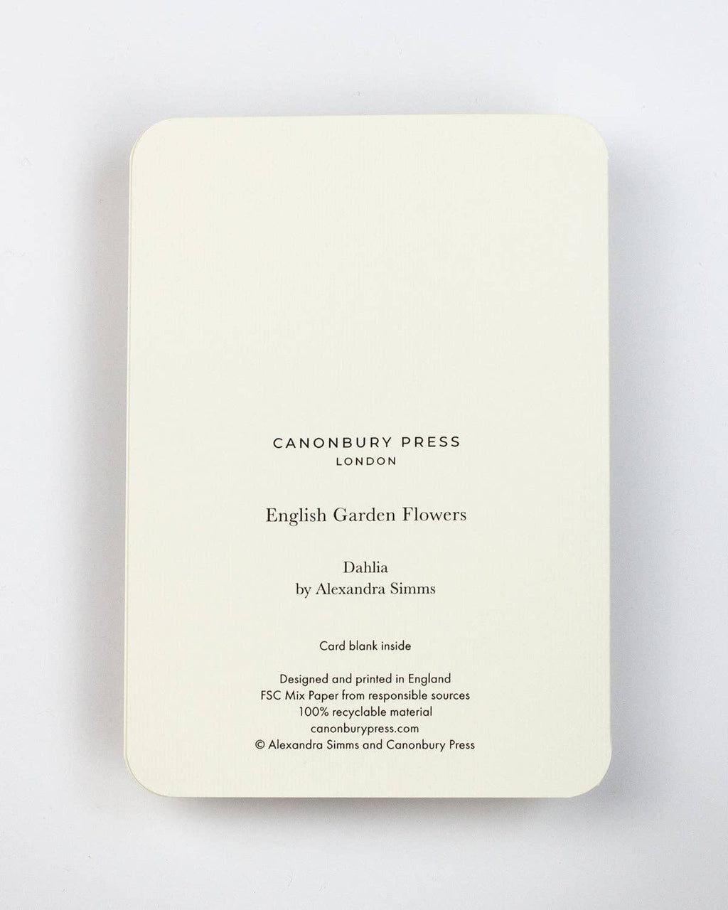 Canonbury Press Dahlia Greeting Card