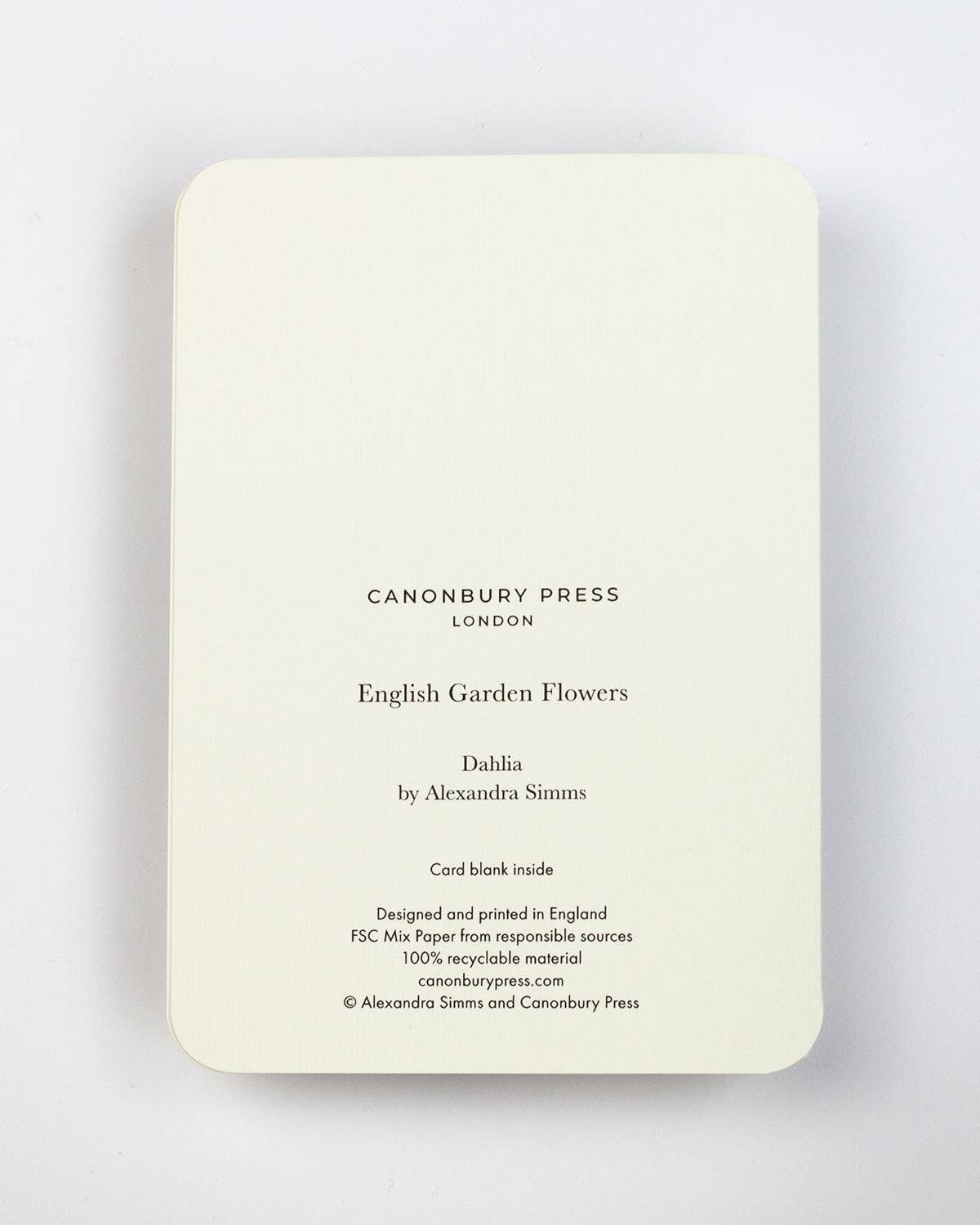 Canonbury Press Dahlia Greeting Card