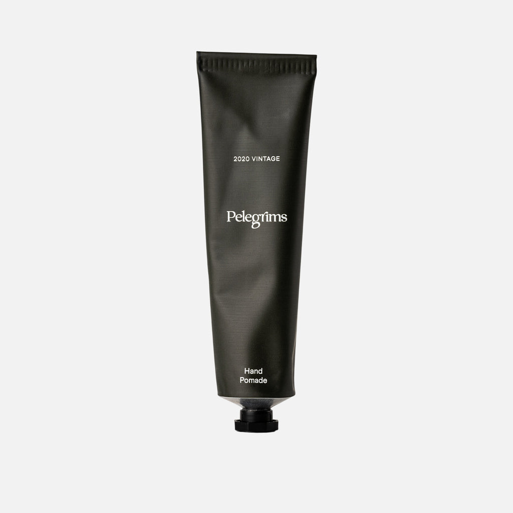 Black tube of Pelegrims Hand Pomade on a white background