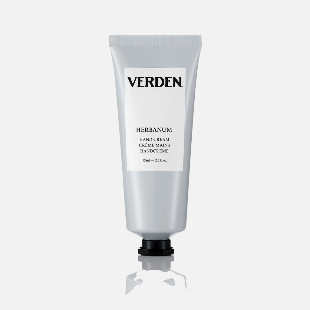 Hand cream tube labeled 'VERDEN' on a white background